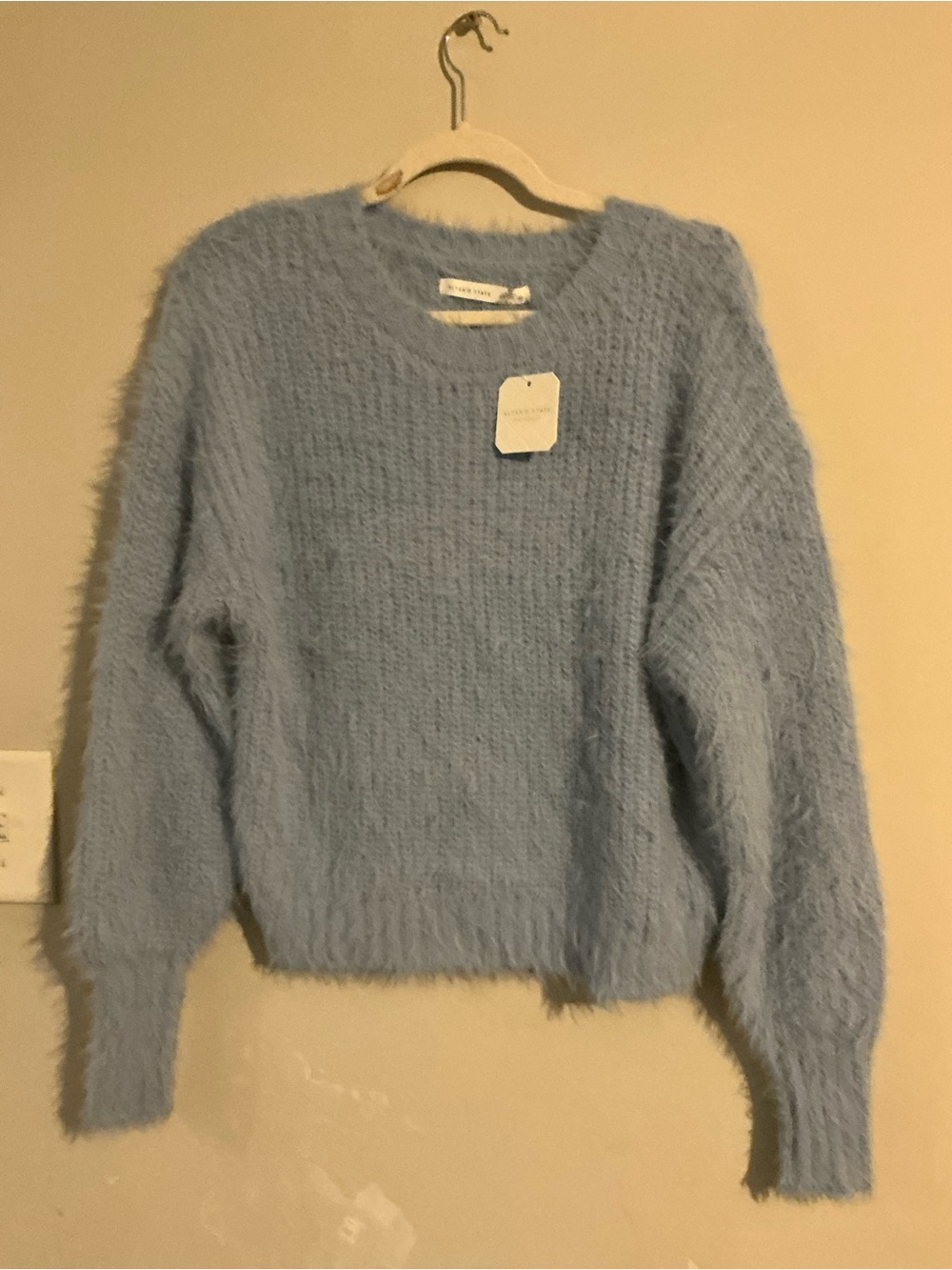 Altar'd State Light Blue Fuzzy Crewneck Sweater